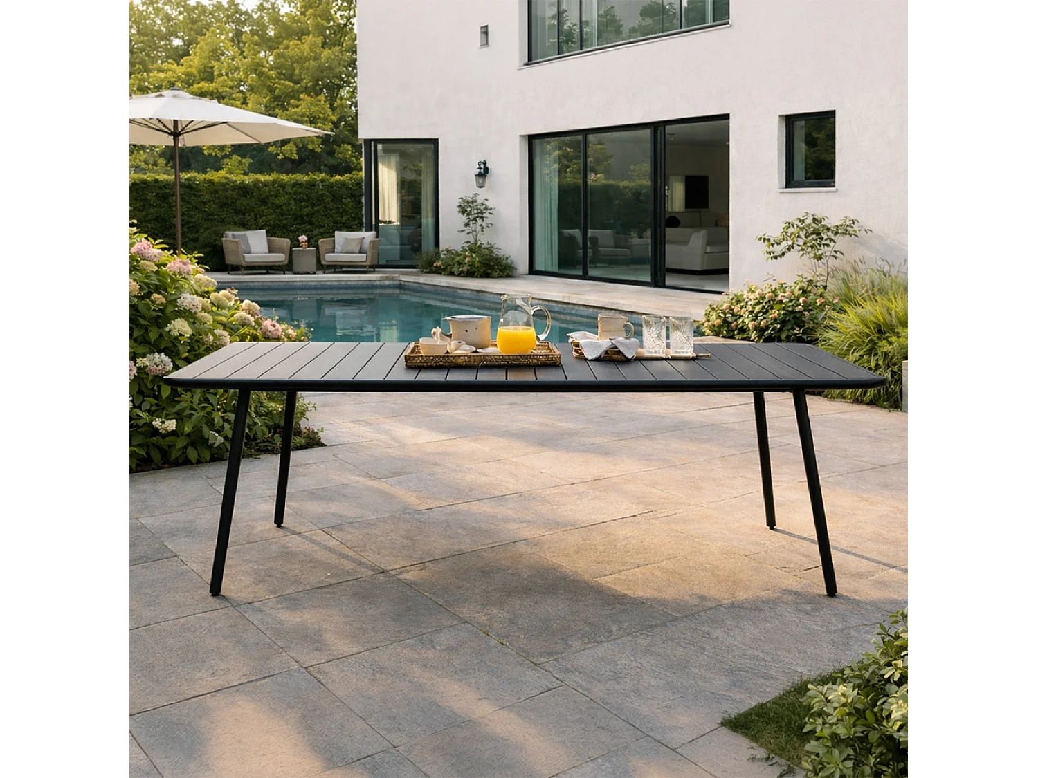Table de jardin 10-12 places 234cm gris foncé BERGAME