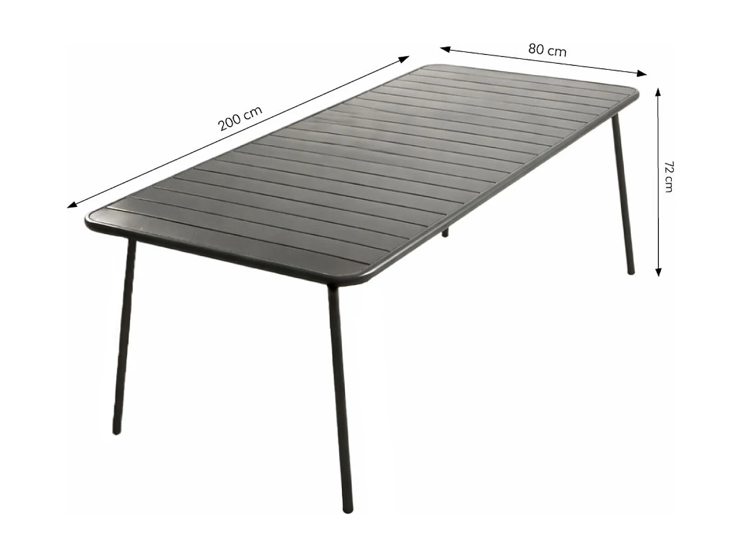 Table de jardin 8-10 places 200cm gris foncé BERGAME