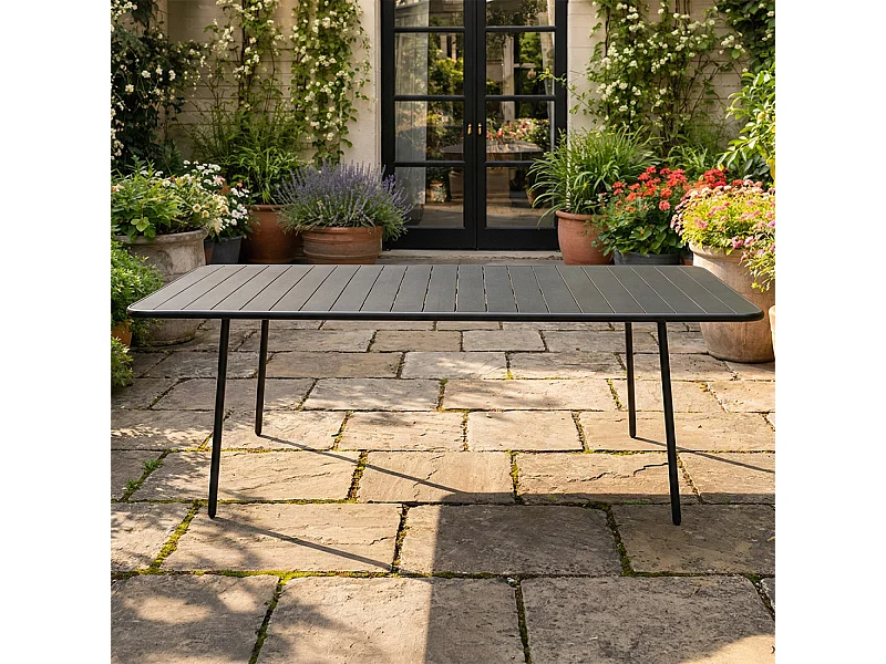 Table de jardin 8-10 places 200cm gris foncé BERGAME