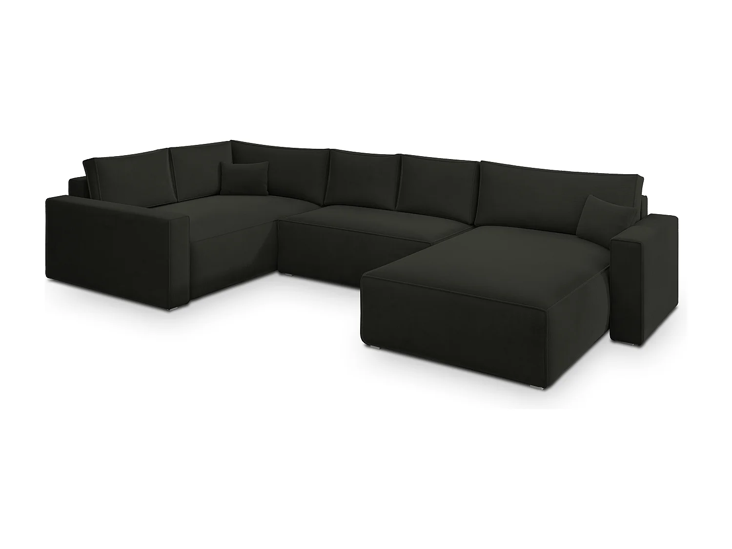 Canapé D'angle Velami Noir En Velours Avec Fonction De Couchage