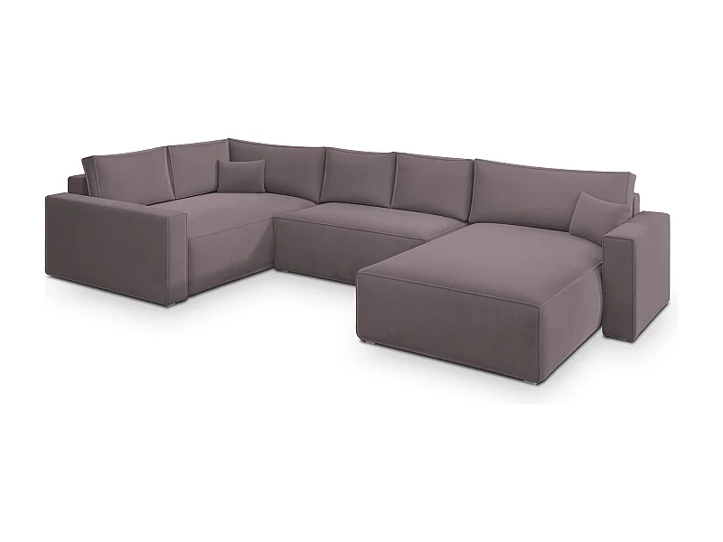Canapé D'angle Velami Violet En Velours Avec Fonction De Couchage