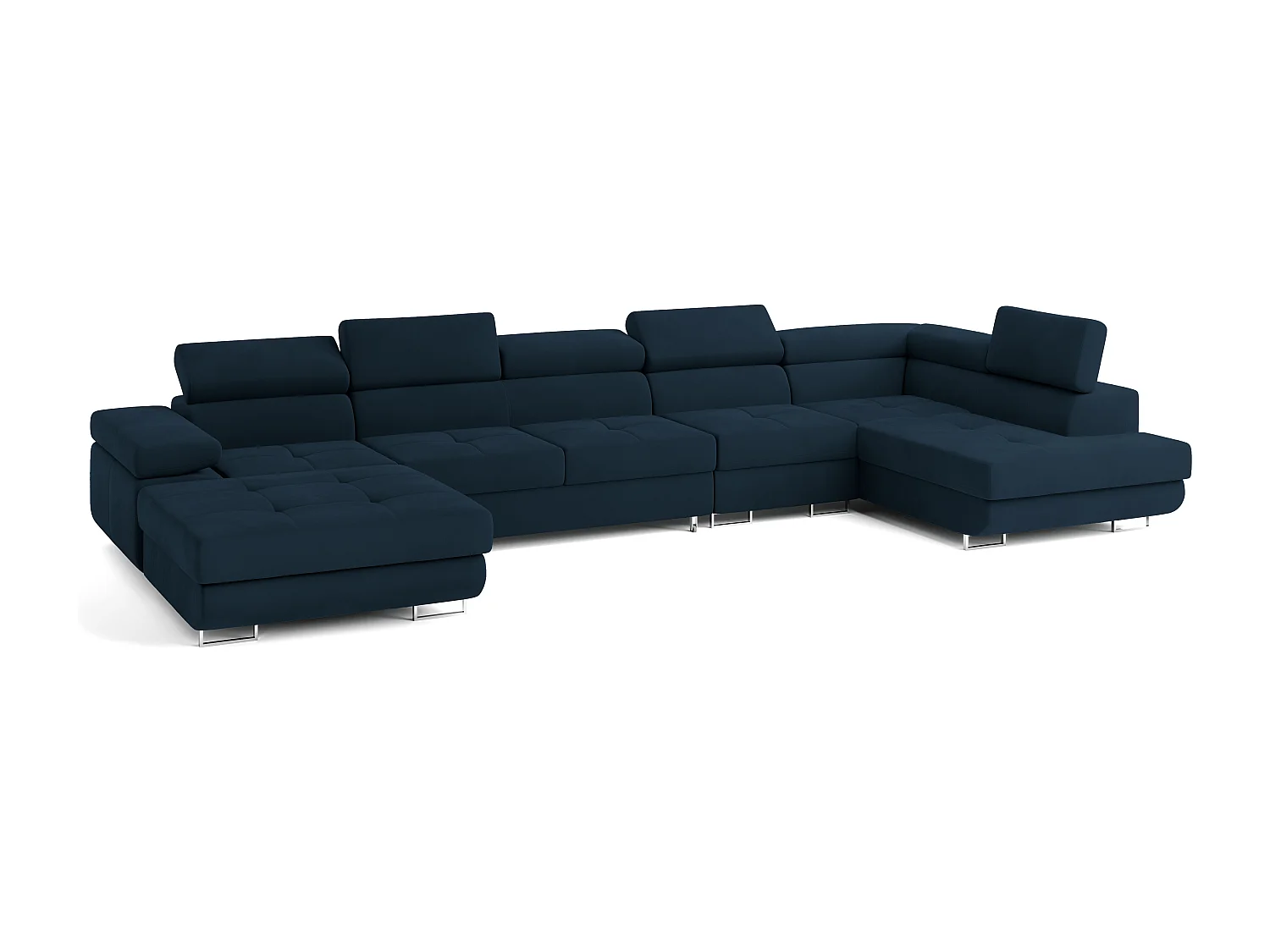 Canapé D'angle Velora  Bleu En Velours Avec Fonction De Couchage