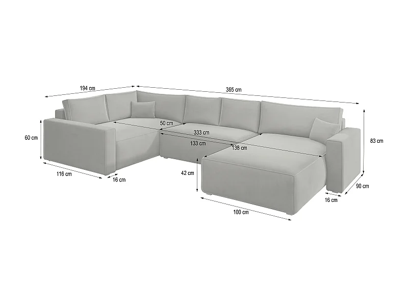 Canapé D'angle Velami Marron En Velours Avec Fonction De Couchage
