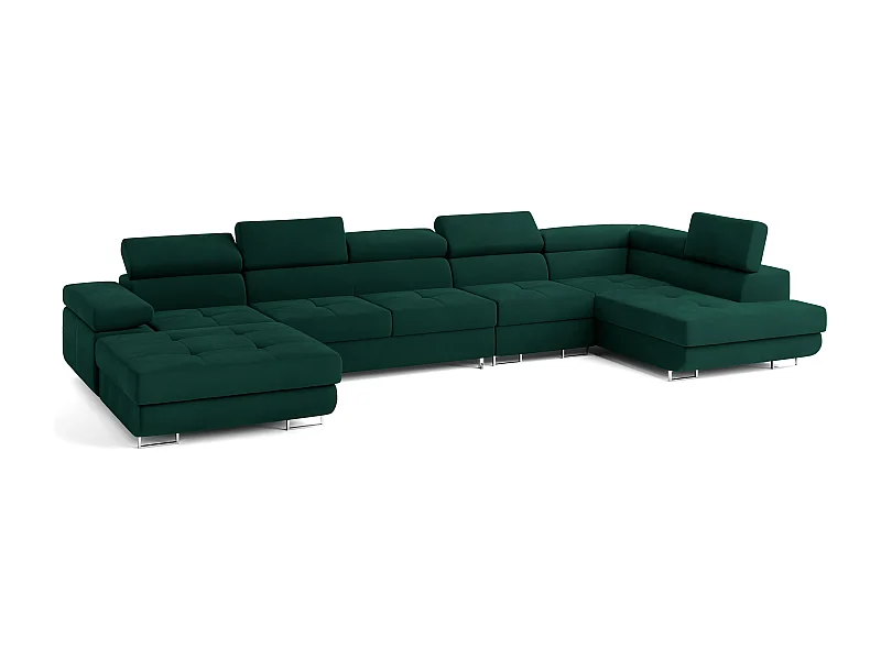 Canapé D'angle Velora  Vert Sapin En Velours Avec Fonction De Couchage