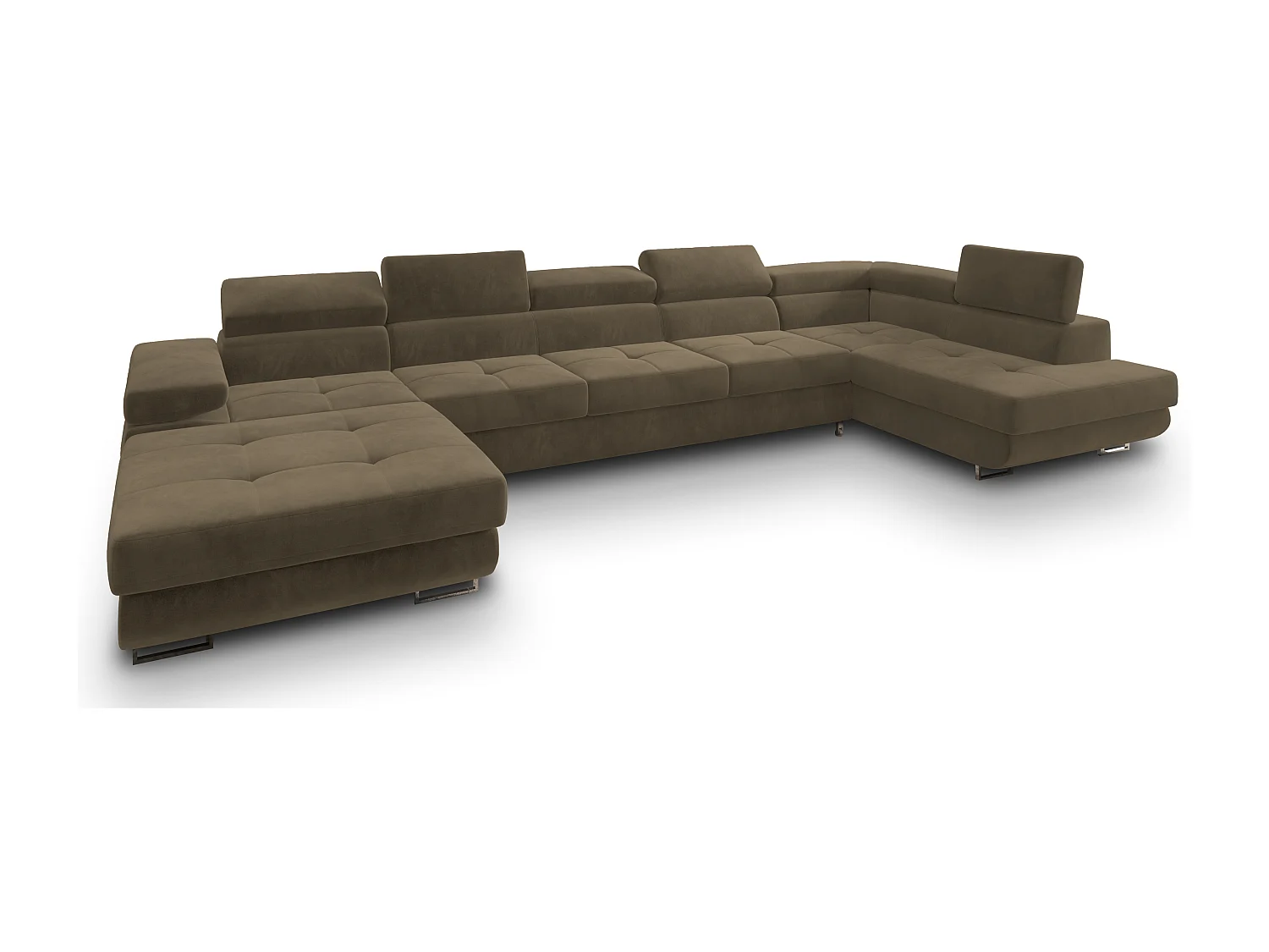 Canapé D'angle Toriva Beige En Velours Avec Fonction De Couchage