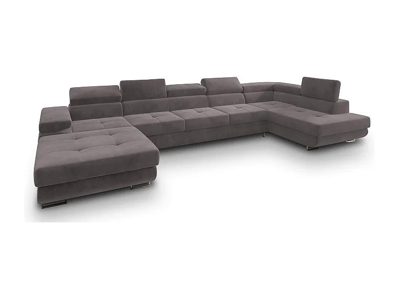 Canapé D'angle Toriva Violet En Velours Avec Fonction De Couchage