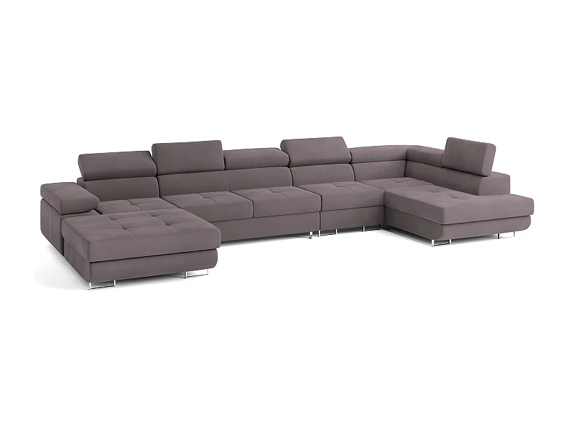 Canapé D'angle Velora  Violet En Velours Avec Fonction De Couchage