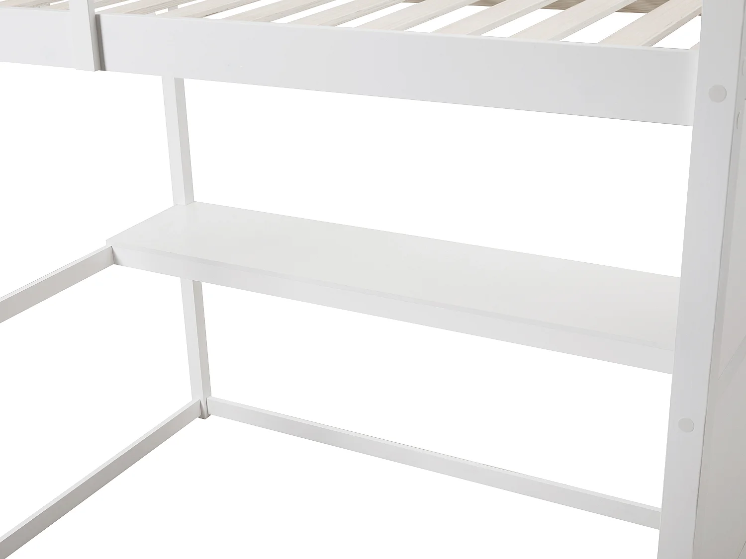 Lit mezzanine 140 x 190 cm - Pin et MDF - Blanc - Avec bureau - MENIZI
