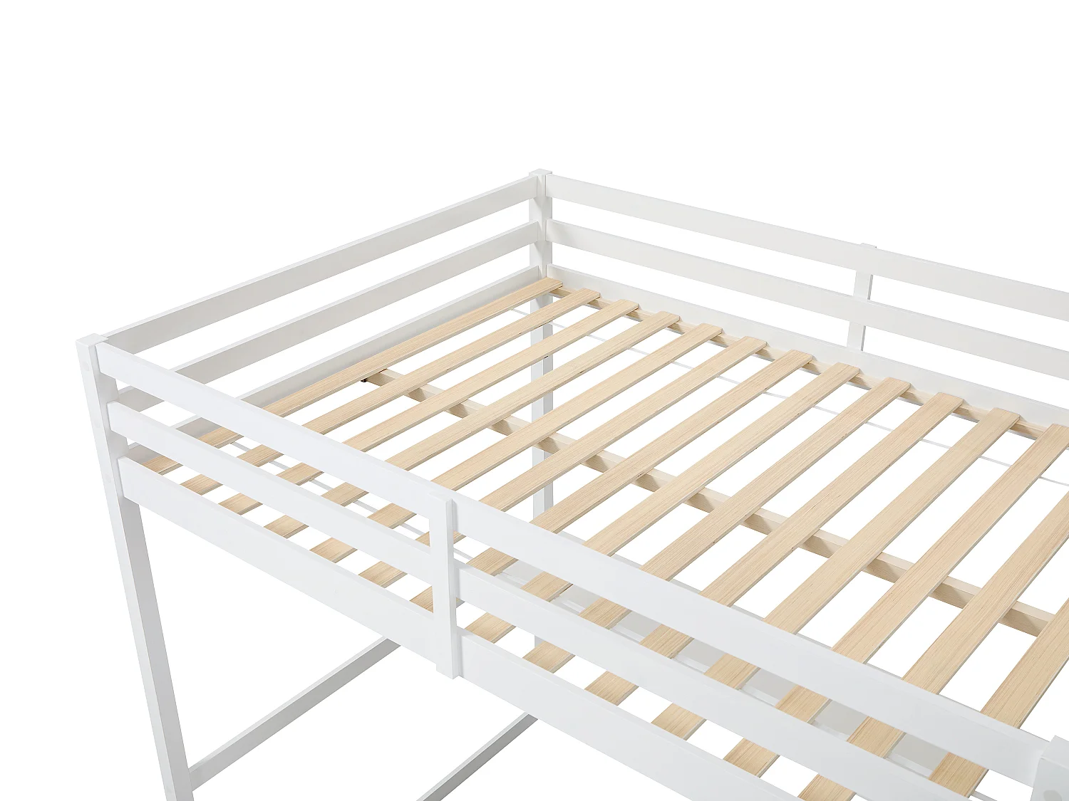 Lit mezzanine 140 x 190 cm - Pin et MDF - Blanc - Avec bureau - MENIZI