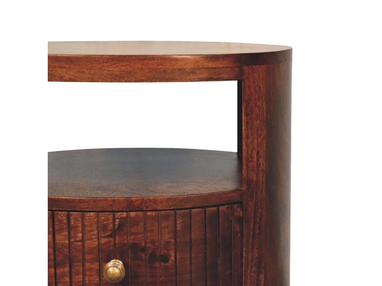 Artisan Furniture Nachttisch Bordeaux aus massivem Mangoholz, 1 Schublade, 2 offene Ablageflächen, dunkelbraun