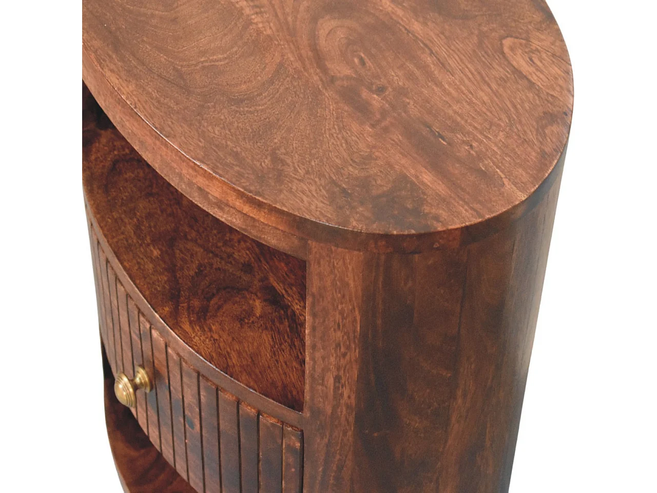 Artisan Furniture Nachttisch Bordeaux aus massivem Mangoholz, 1 Schublade, 2 offene Ablageflächen, dunkelbraun