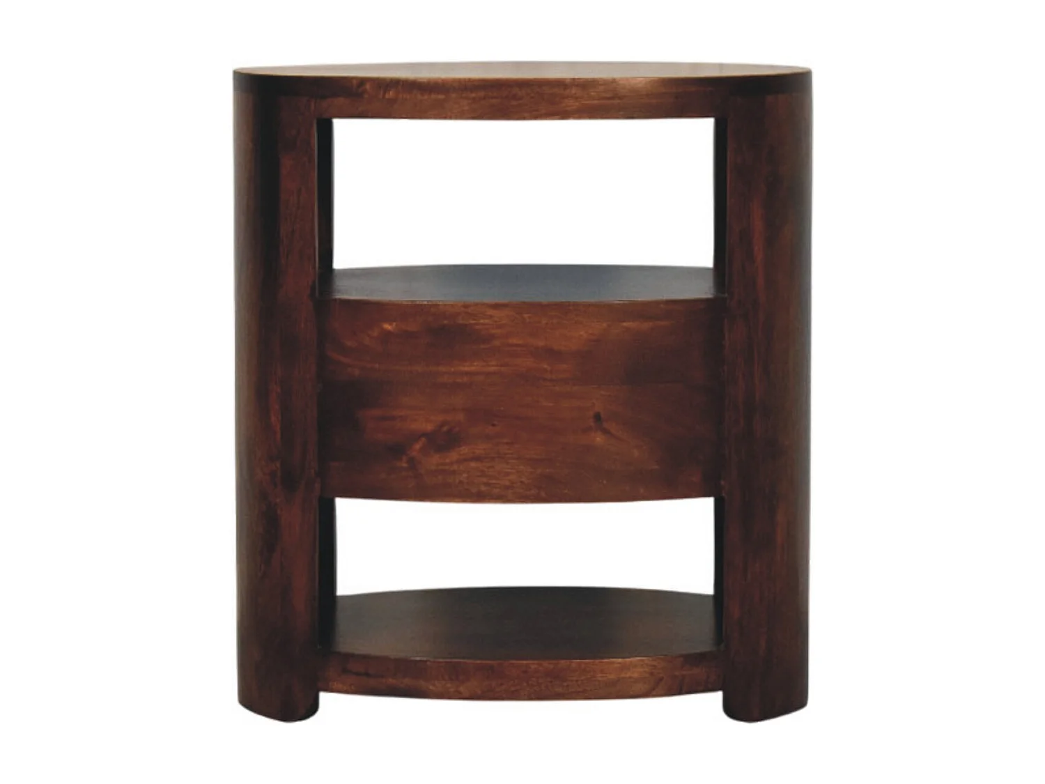 Artisan Furniture Nachttisch Bordeaux aus massivem Mangoholz, 1 Schublade, 2 offene Ablageflächen, dunkelbraun