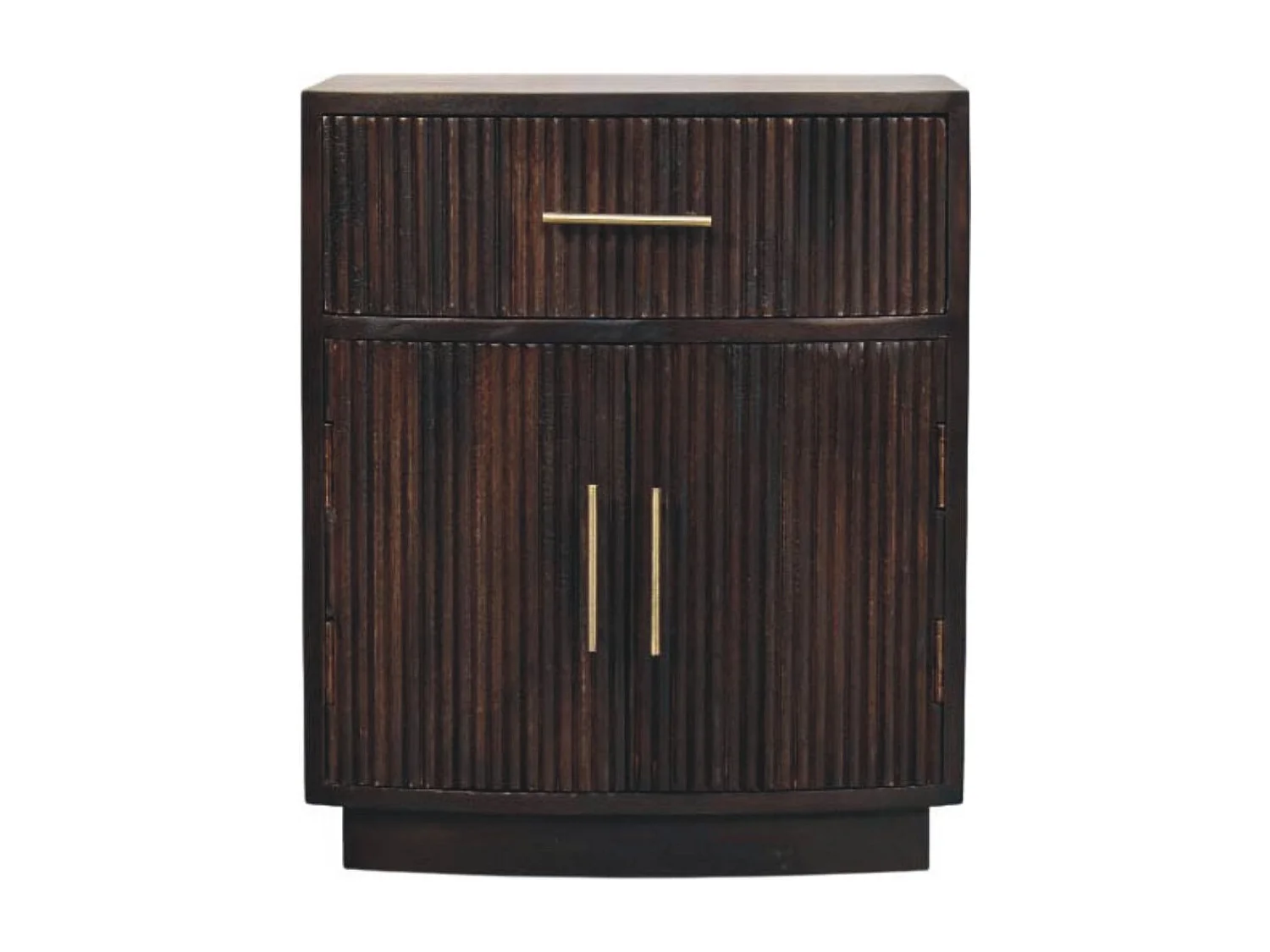 Artisan Furniture Table de chevet Milan en bois massif de manguier, 1 tiroir, 2 portes avec 2 étagères, marron chocolat