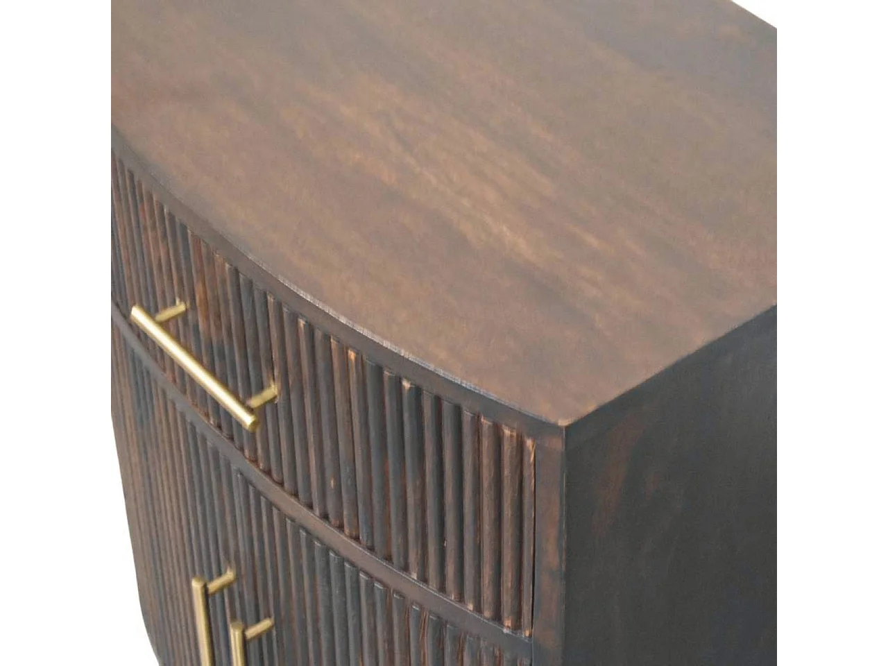 Artisan Furniture Table de chevet Milan en bois massif de manguier, 1 tiroir, 2 portes avec 2 étagères, marron chocolat