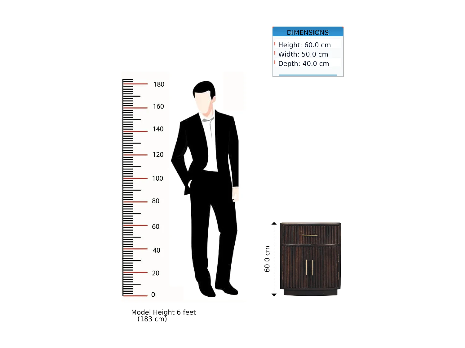 Artisan Furniture Table de chevet Milan en bois massif de manguier, 1 tiroir, 2 portes avec 2 étagères, marron chocolat