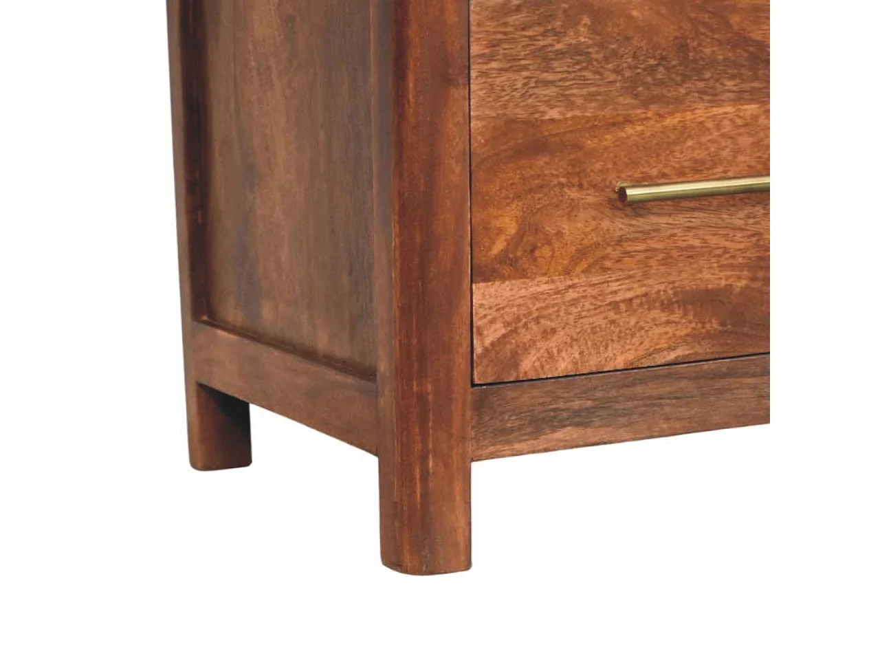 Artisan Furniture Nachttisch Arc-Line aus massivem Mangoholz, 1 Schublade, 1 offene Ablage, warmbraun