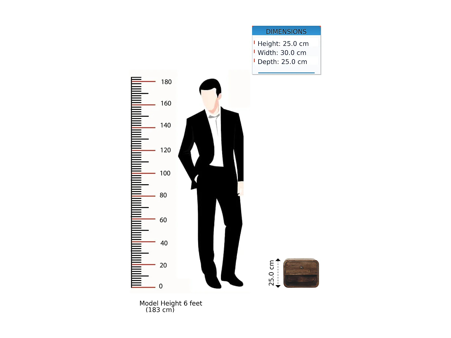 Artisan Furniture Table de chevet arrondie en bois massif de manguier, 1 tiroir, 1 niche ouverte, marron foncé