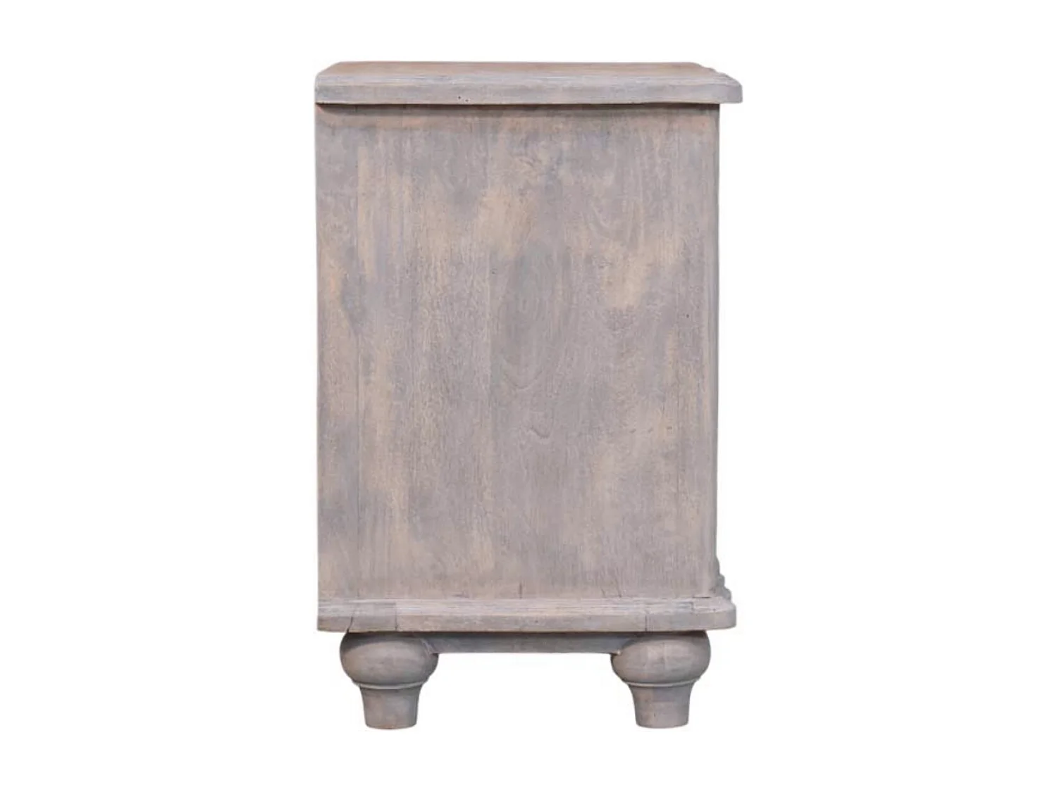 Artisan Furniture Table de chevet Luciun en bois massif, 2 tiroirs, 1 étagère ouverte, gris et marron