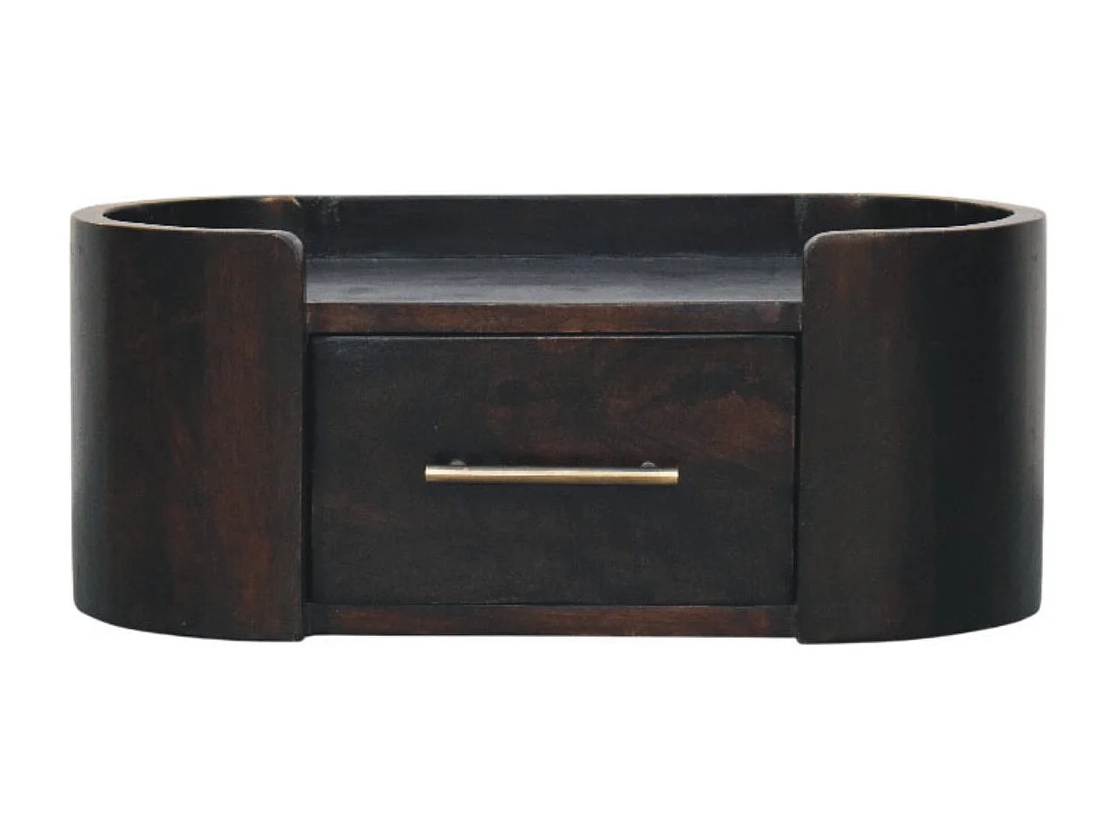 Artisan Furniture Wand-Nachttisch Valencia aus massivem Mangoholz, 1 Schublade, oberer Stauraum, dunkelbraun