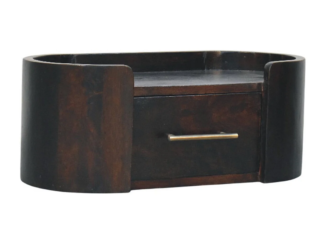 Artisan Furniture Wand-Nachttisch Valencia aus massivem Mangoholz, 1 Schublade, oberer Stauraum, dunkelbraun