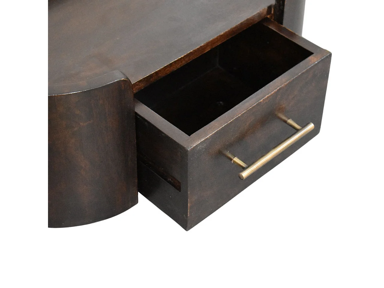 Artisan Furniture Wand-Nachttisch Valencia aus massivem Mangoholz, 1 Schublade, oberer Stauraum, dunkelbraun