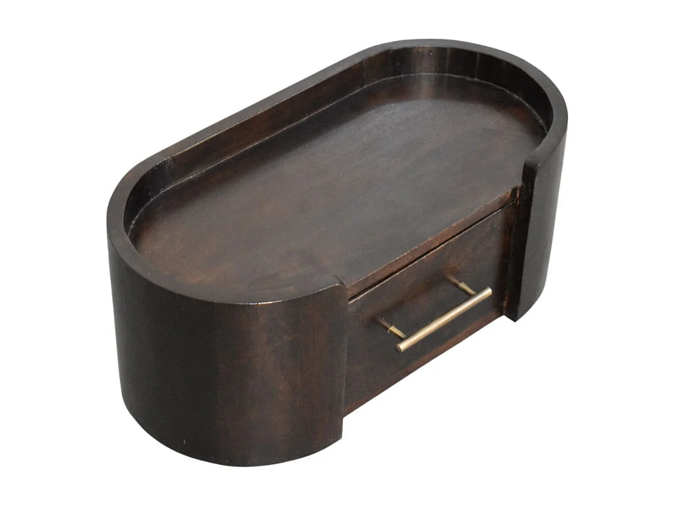 Artisan Furniture Wand-Nachttisch Valencia aus massivem Mangoholz, 1 Schublade, oberer Stauraum, dunkelbraun