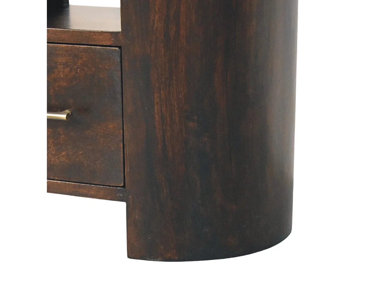 Artisan Furniture Nachttisch Vunlenciun aus Massivholz, 1 Schublade, 1 offenes Regal, dunkelbraun