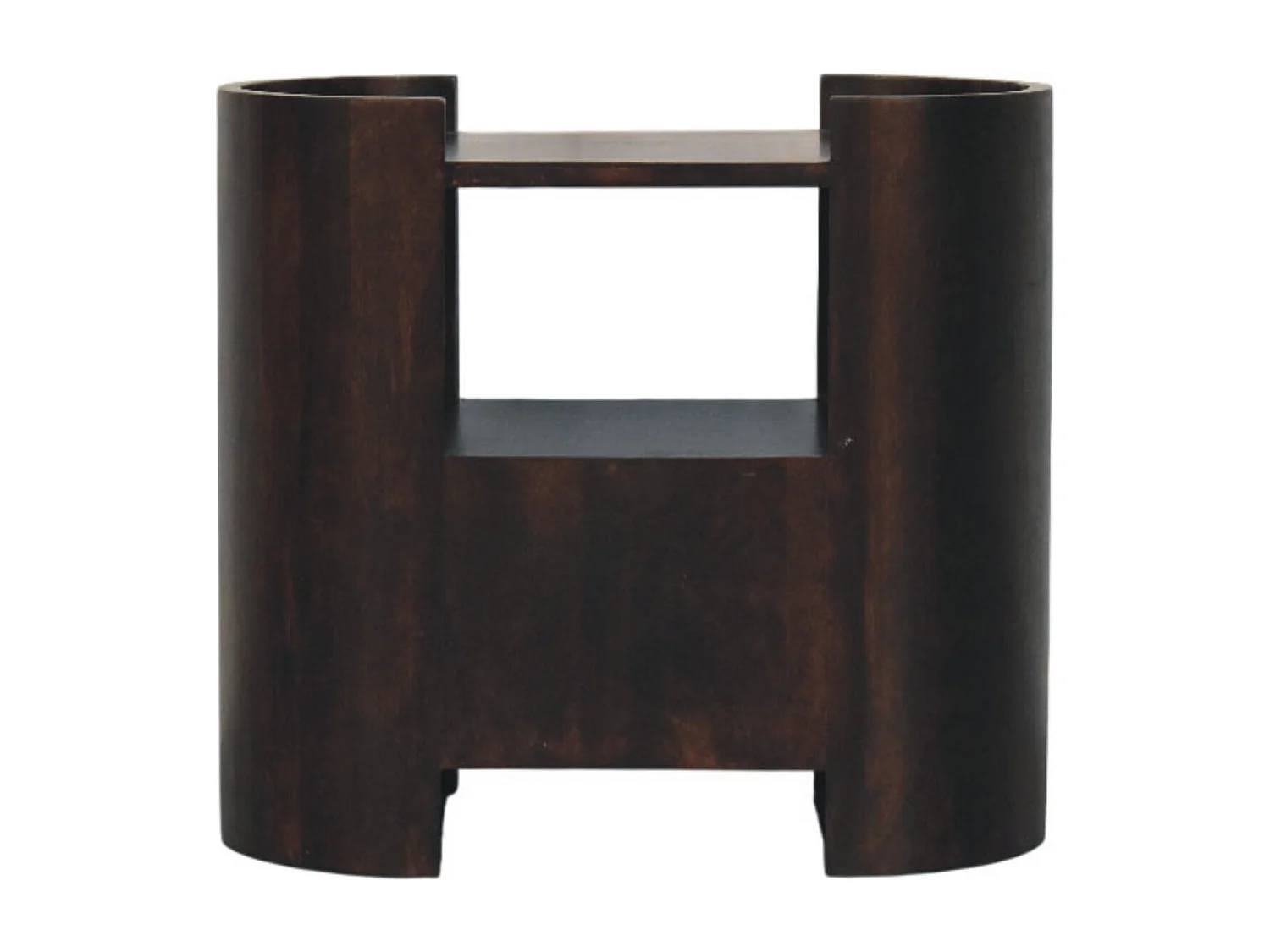 Artisan Furniture Nachttisch Vunlenciun aus Massivholz, 1 Schublade, 1 offenes Regal, dunkelbraun