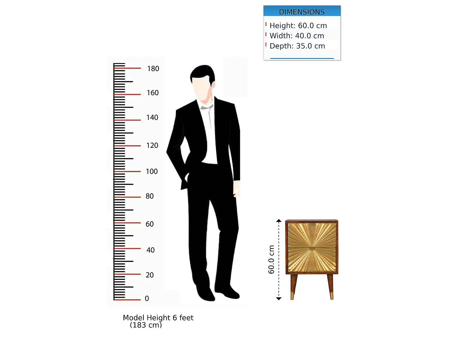 Stolik nocny Artisan Furniture Manilla Gold wykonany z litego drewna mango, z 2 szufladami i fornirem w kolorze mosiądzu, złota i brązu.