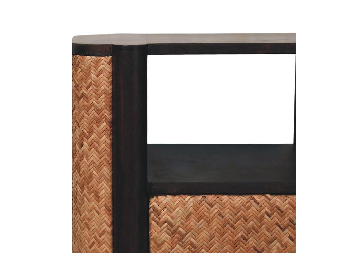 Artisan Furniture Table de chevet Havana en bois massif de manguier, 2 tiroirs, 1 étagère ouverte, marron foncé