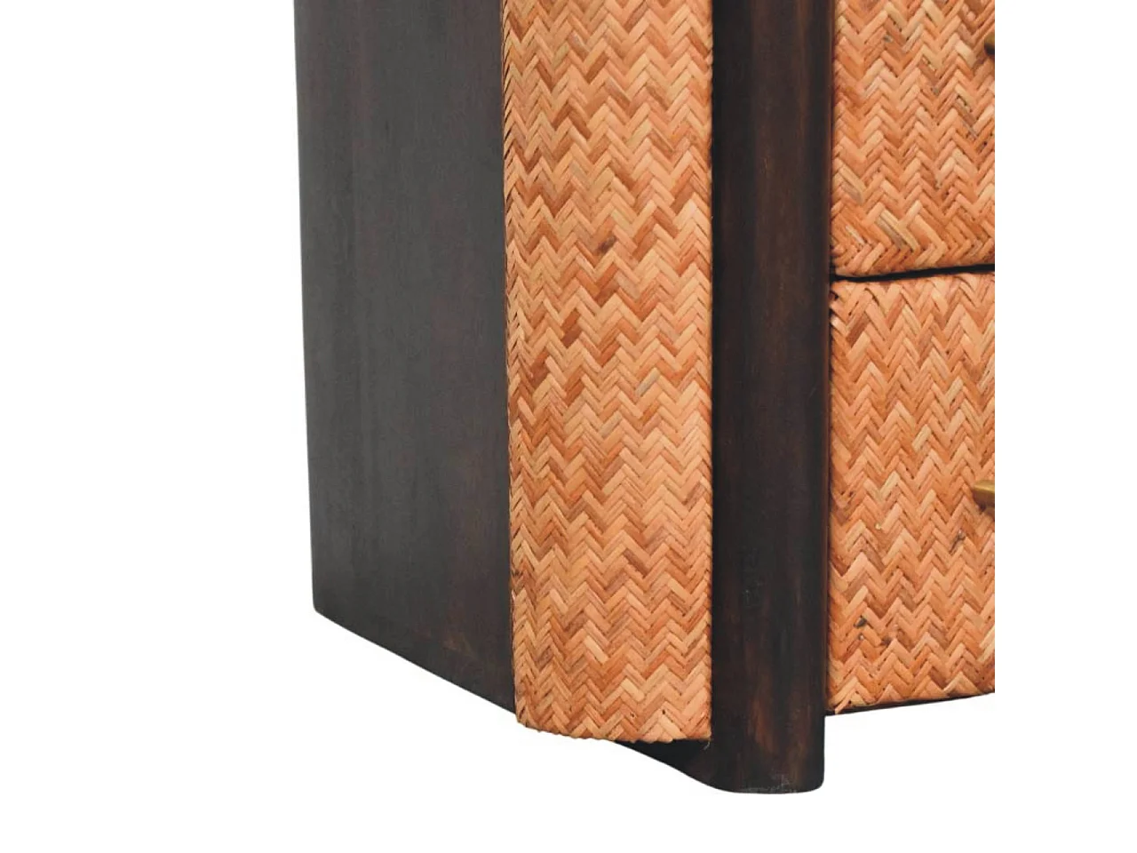 Artisan Furniture Table de chevet Havana en bois massif de manguier, 2 tiroirs, 1 étagère ouverte, marron foncé