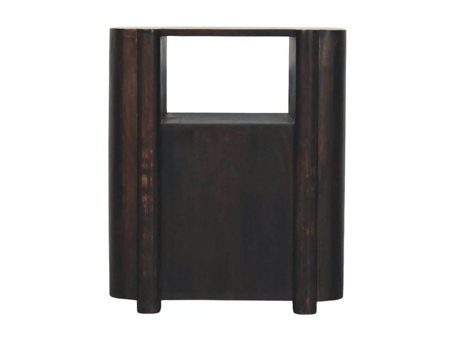 Artisan Furniture Table de chevet Havana en bois massif de manguier, 2 tiroirs, 1 étagère ouverte, marron foncé