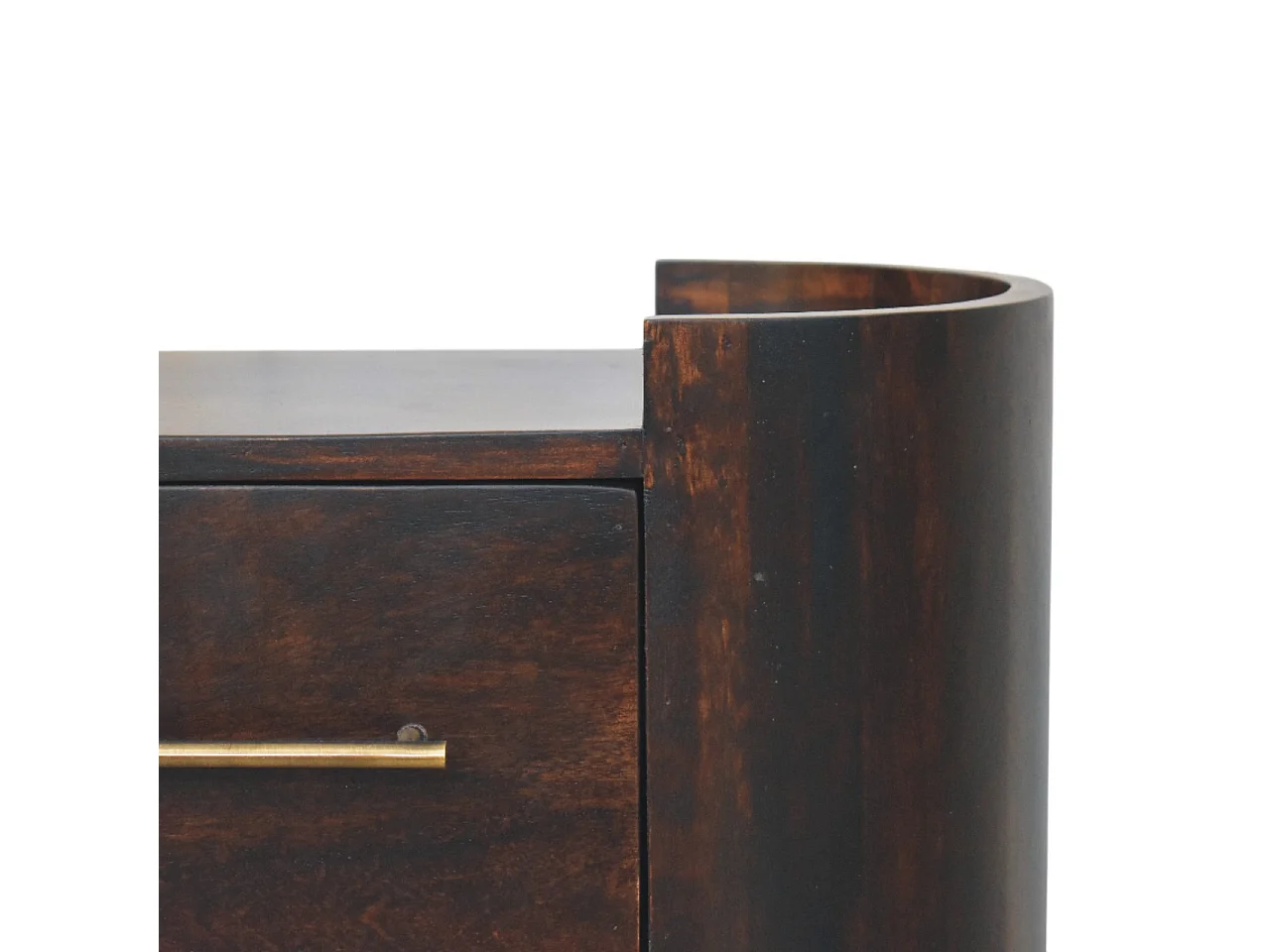 Artisan Furniture Nachttisch Valencia mit zwei Schubladen aus massivem Mangoholz, T-Griffen, dunkelbraun