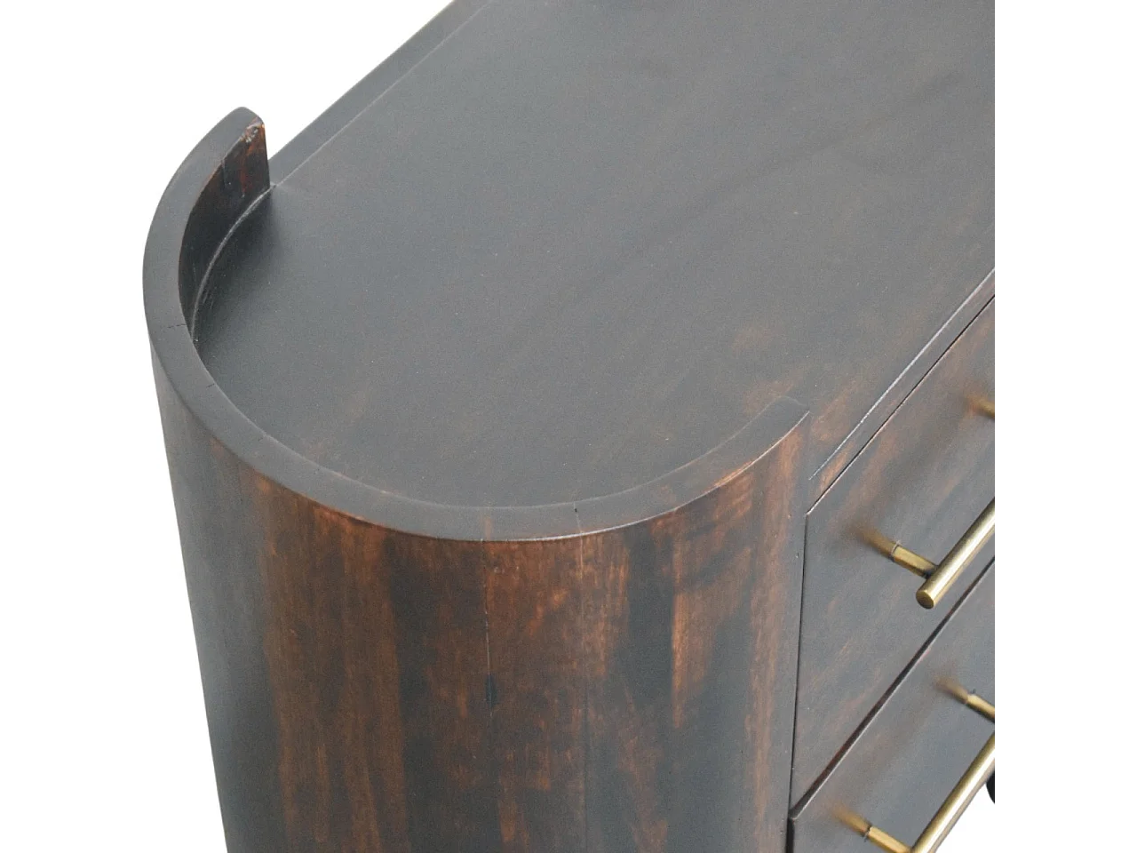 Artisan Furniture Nachttisch Valencia mit zwei Schubladen aus massivem Mangoholz, T-Griffen, dunkelbraun