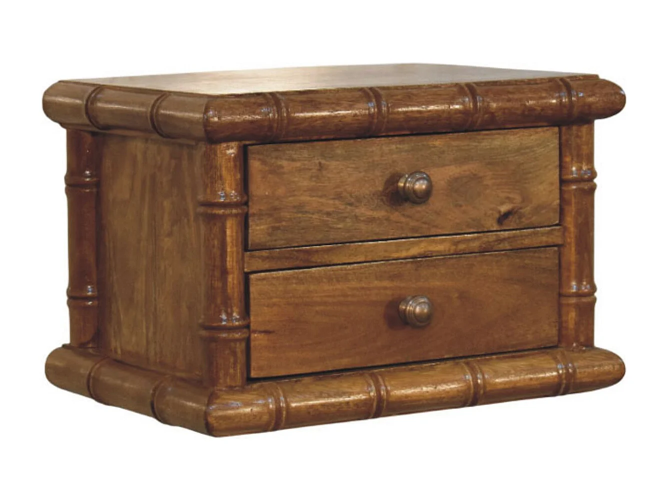 Artisan Furniture Nachttisch Chunky aus massivem Mangoholz, 2 Schubladen, braun