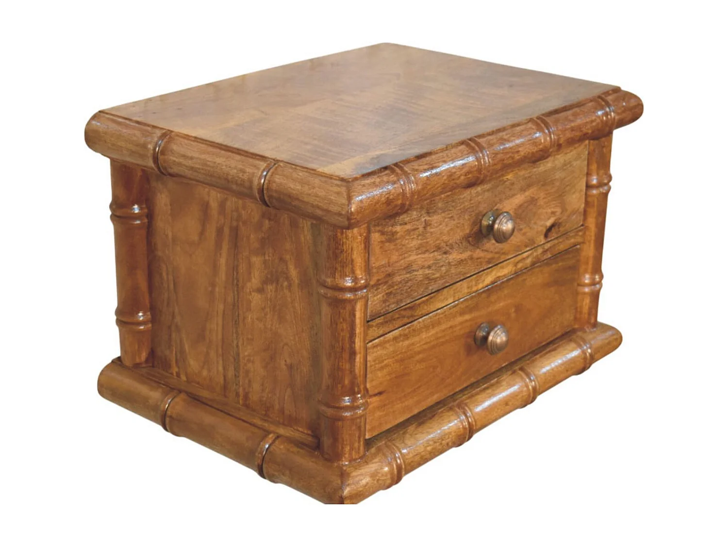 Artisan Furniture Nachttisch Chunky aus massivem Mangoholz, 2 Schubladen, braun