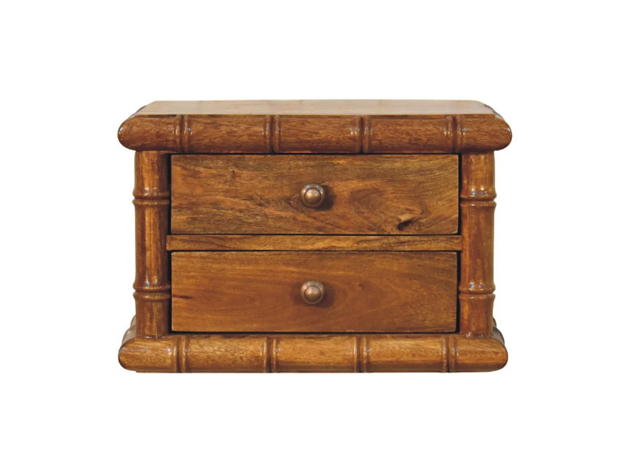 Artisan Furniture Table de chevet Chunky en bois massif de manguier, 2 tiroirs, marron
