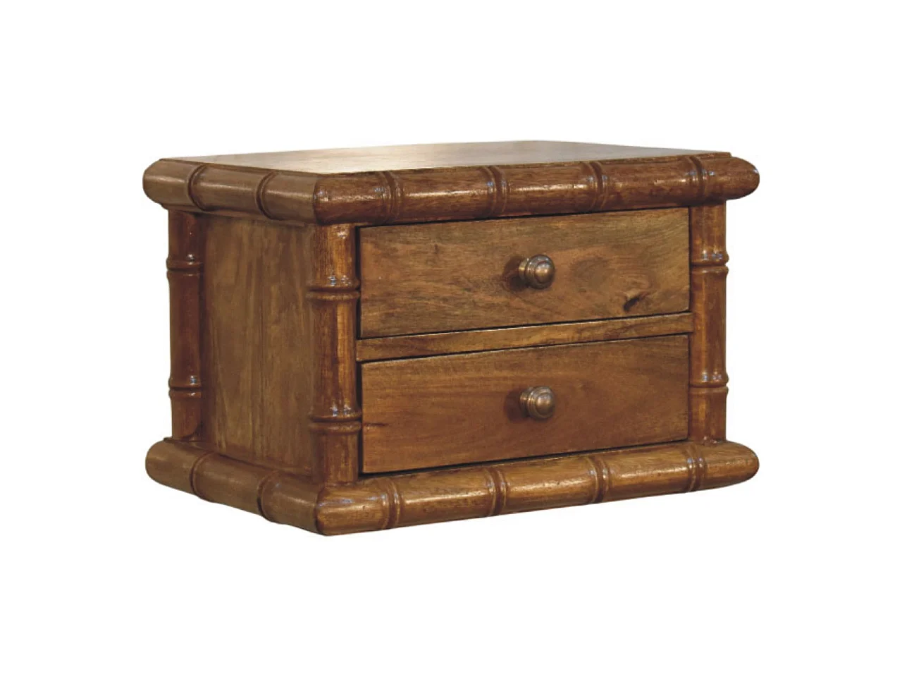 Artisan Furniture Table de chevet Chunky en bois massif de manguier, 2 tiroirs, marron