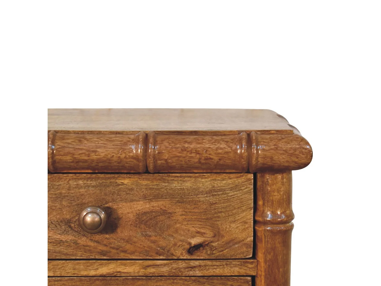 Artisan Furniture Table de chevet Chunky en bois massif de manguier, 2 tiroirs, marron