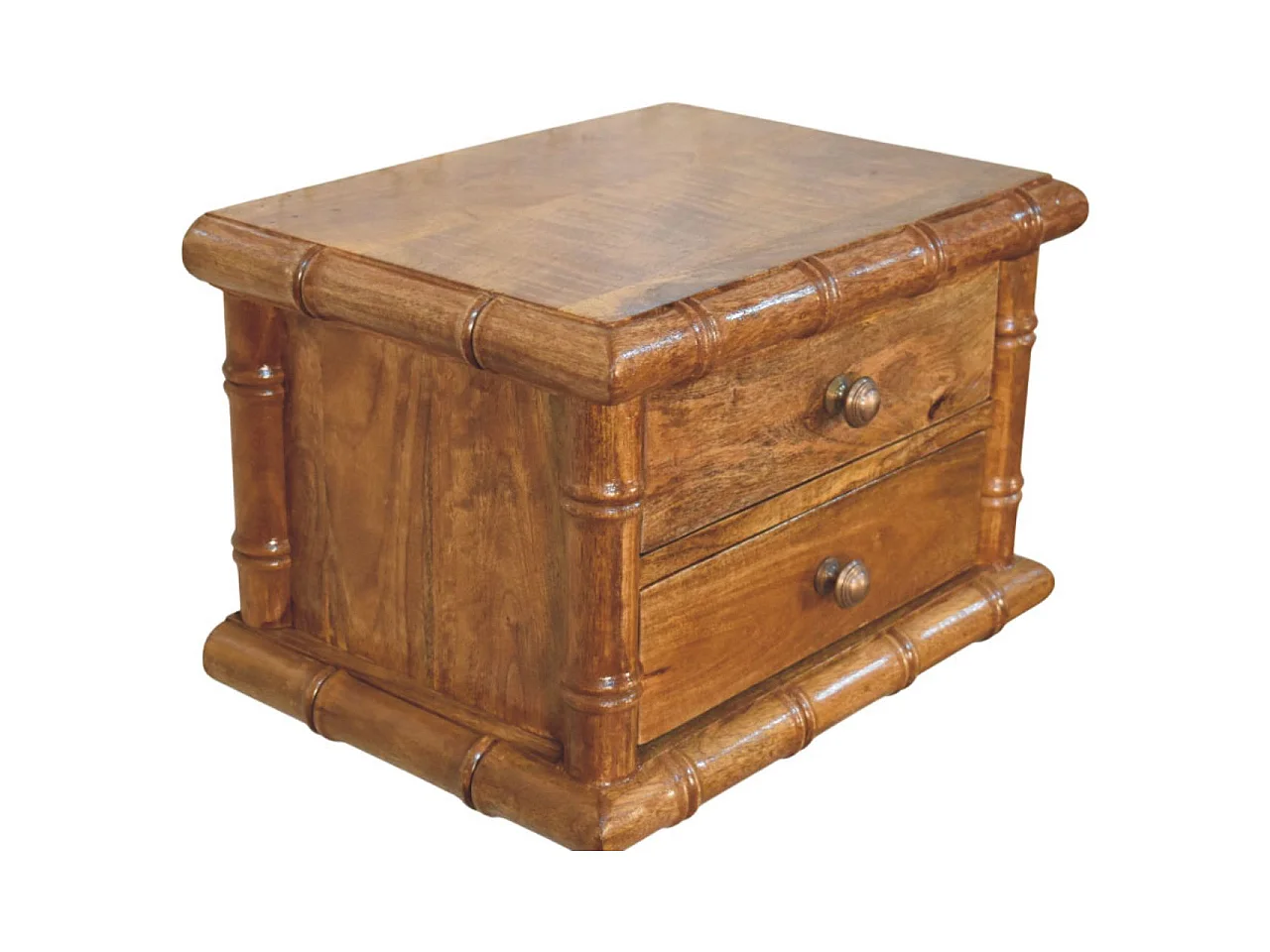 Artisan Furniture Table de chevet Chunky en bois massif de manguier, 2 tiroirs, marron