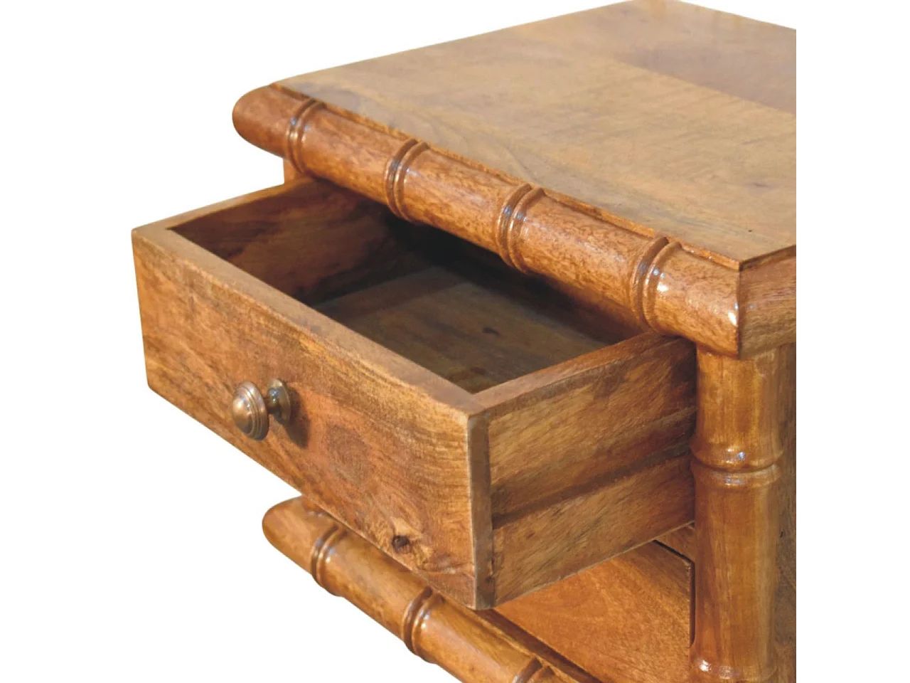 Artisan Furniture Table de chevet Chunky en bois massif de manguier, 2 tiroirs, marron