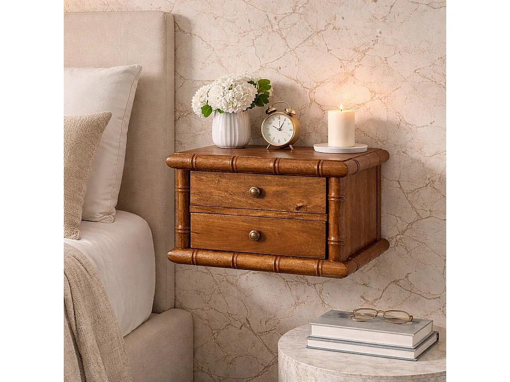 Artisan Furniture Nachttisch Chunky aus massivem Mangoholz, 2 Schubladen, braun