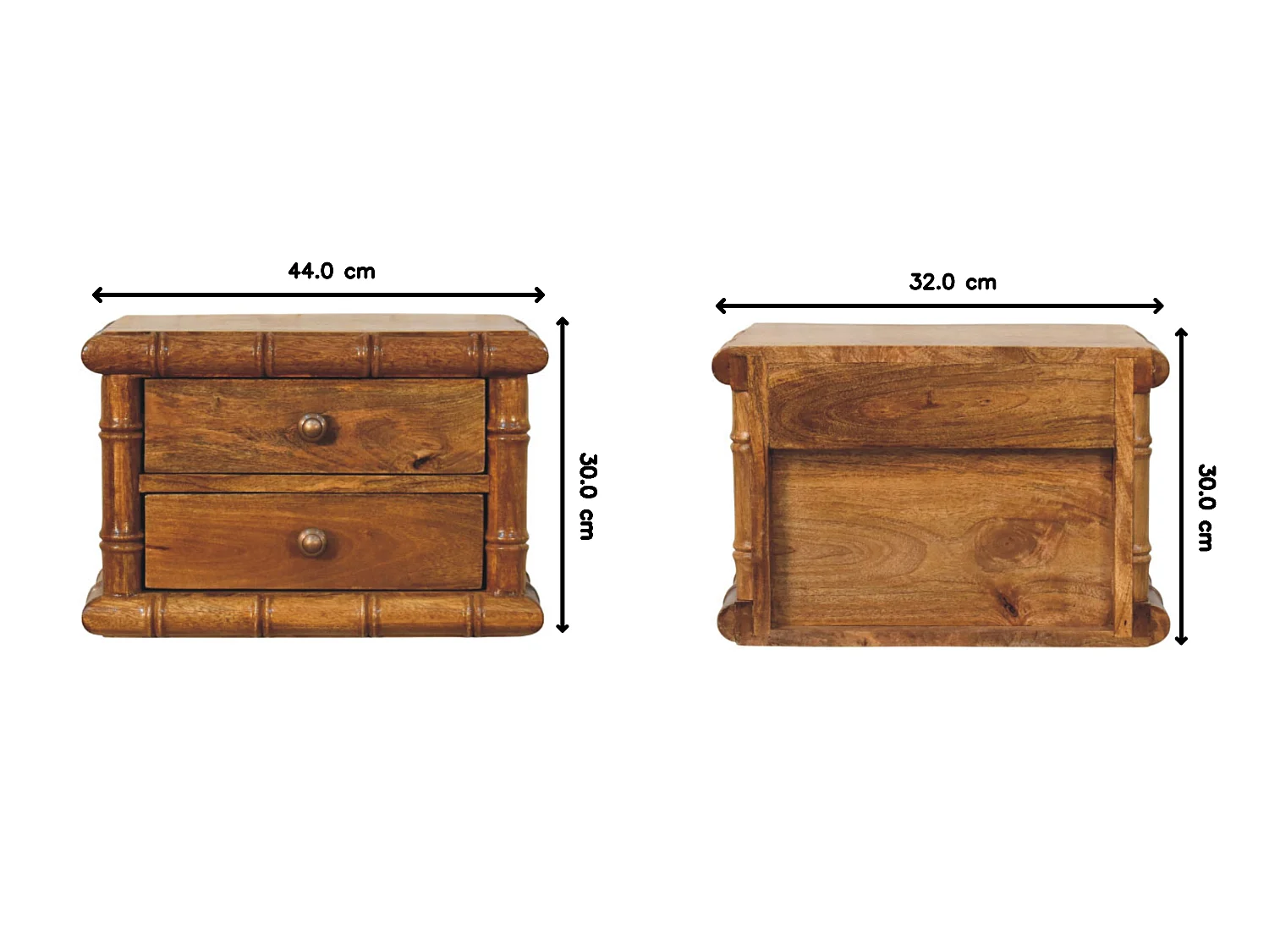Artisan Furniture Table de chevet Chunky en bois massif de manguier, 2 tiroirs, marron