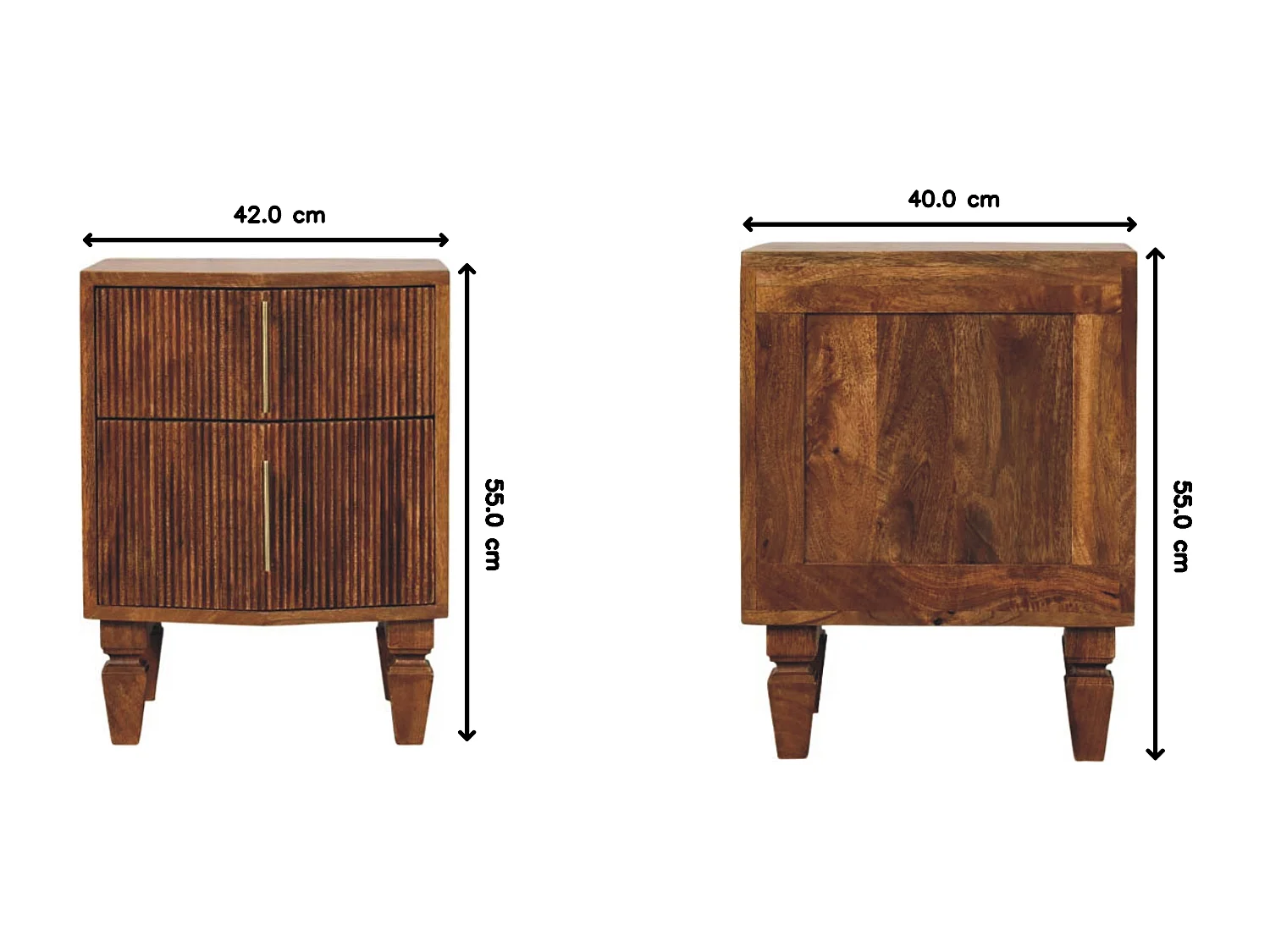 Artisan Furniture Table de chevet Louvre en bois massif de manguier , 2 tiroirs, marron