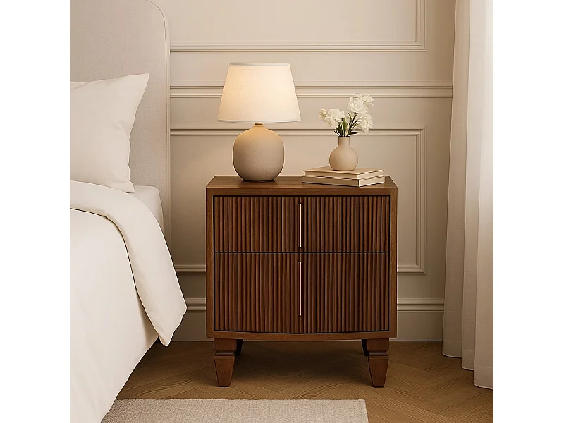 Artisan Furniture Table de chevet Louvre en bois massif de manguier , 2 tiroirs, marron