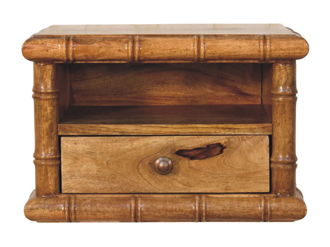 Artisan Furniture Nachttisch Chunky aus massivem Mangoholz, 1 Schublade, 1 offenes Regal, braun