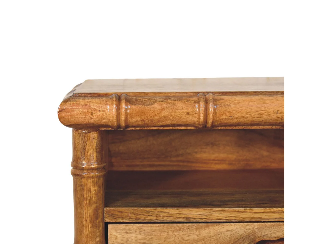 Artisan Furniture Nachttisch Chunky aus massivem Mangoholz, 1 Schublade, 1 offenes Regal, braun