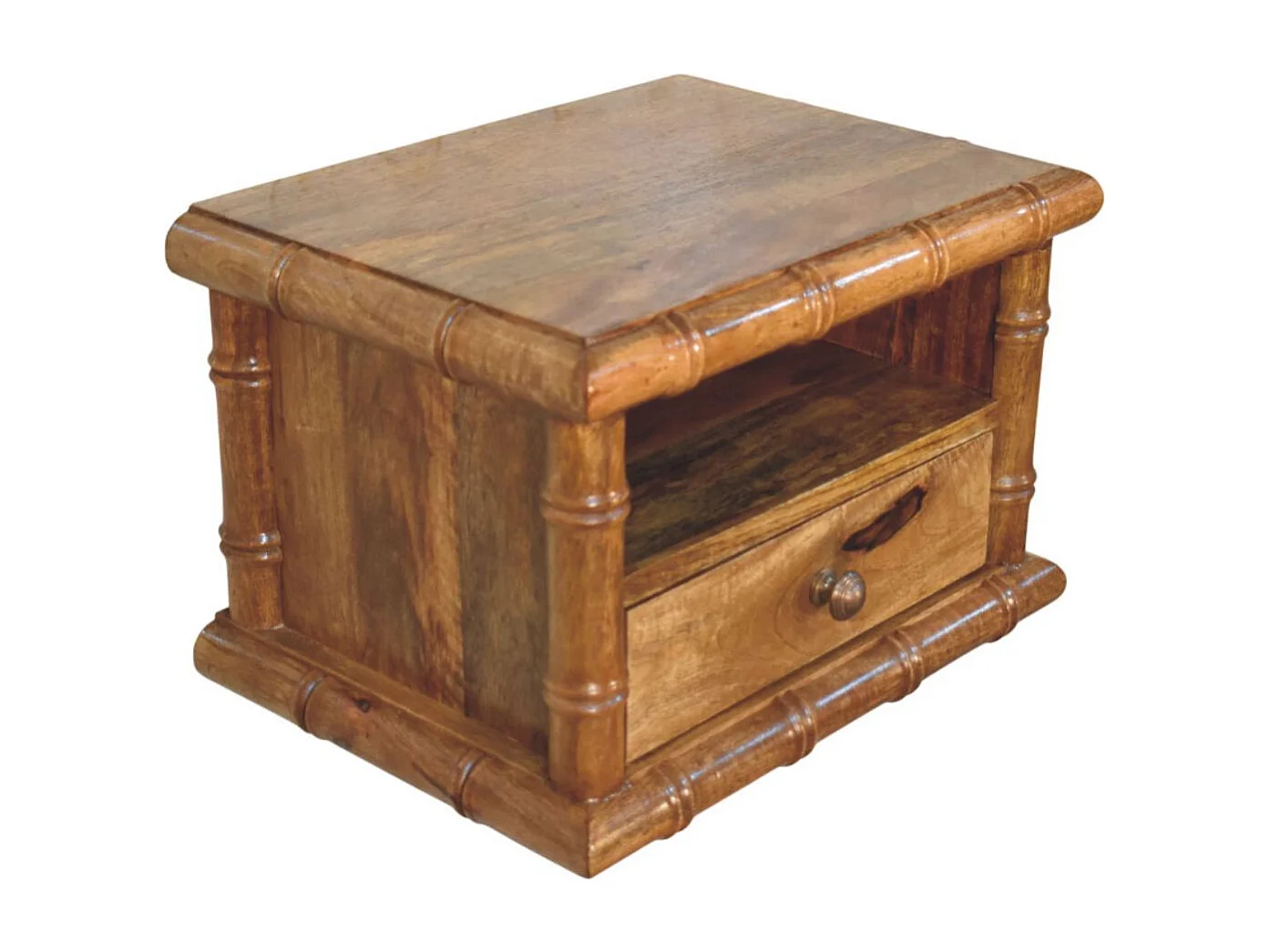 Artisan Furniture Nachttisch Chunky aus massivem Mangoholz, 1 Schublade, 1 offenes Regal, braun