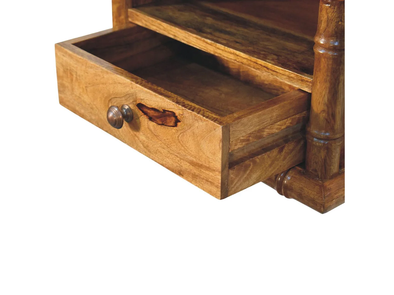Artisan Furniture Nachttisch Chunky aus massivem Mangoholz, 1 Schublade, 1 offenes Regal, braun