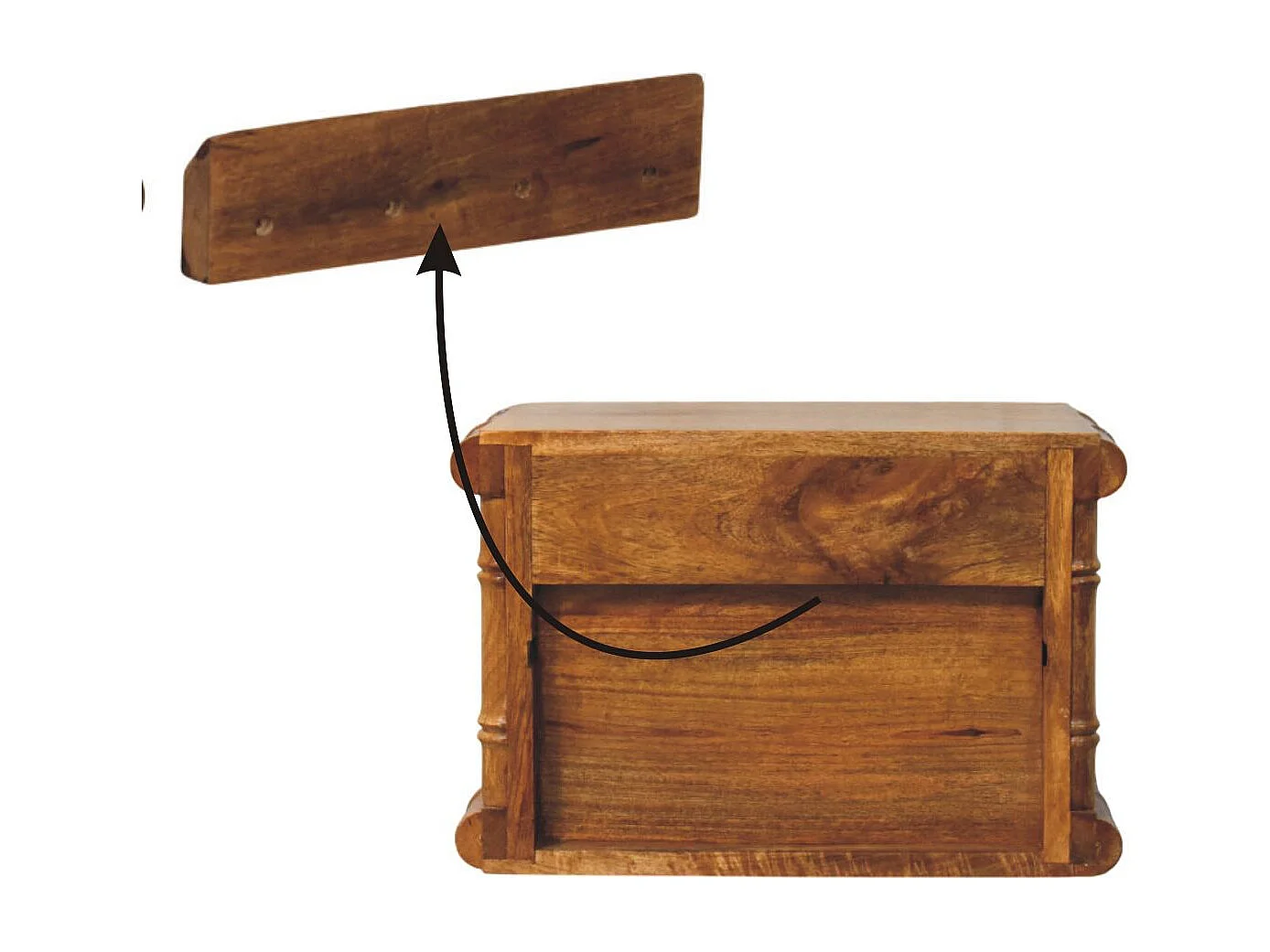 Artisan Furniture Nachttisch Chunky aus massivem Mangoholz, 1 Schublade, 1 offenes Regal, braun